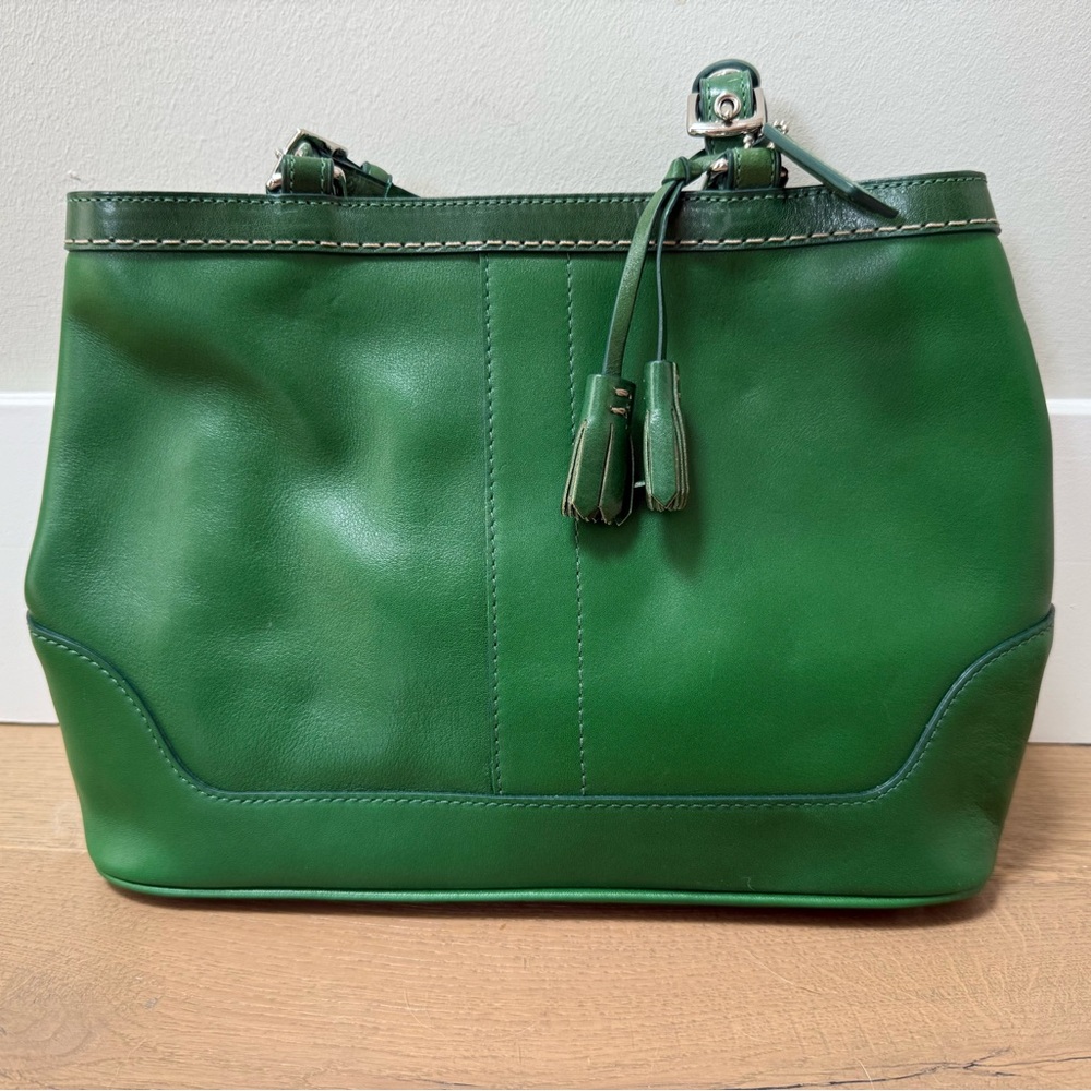 NWOT Vintage Coach Rare Green Hampton Carryall Satchel (E05S-7467)